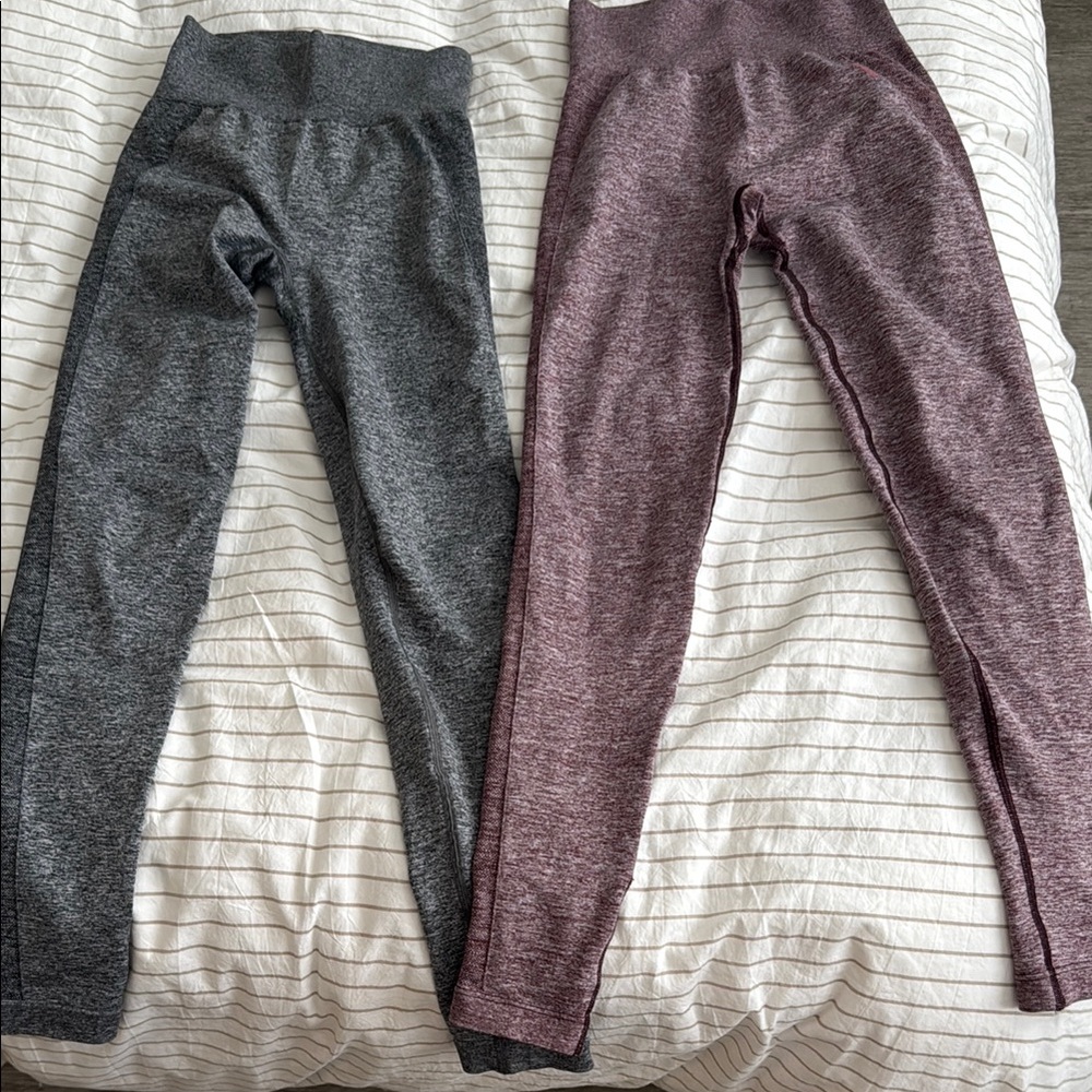 Gymshark Gray and Purple High-Waisted Leggings
